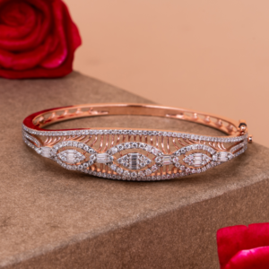 Luxury marquise bangle with baguette and round-cut crystal detailing