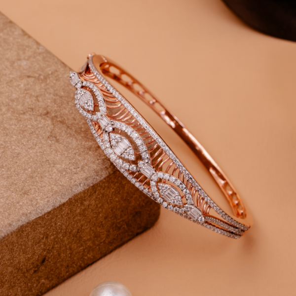 Luxury marquise bangle with baguette and round-cut crystal detailing